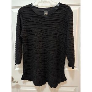 Carol Turner New no tags, Long Sleeve Lined Embellished Stretch BlackTop Small